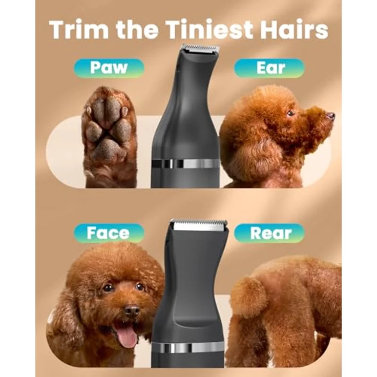 oneisall Hundeschermaschine, Leise Pfotentrimmer für Hunde und Katzen, schnurlos und vibrationsarm, Schwarz – Bild 2