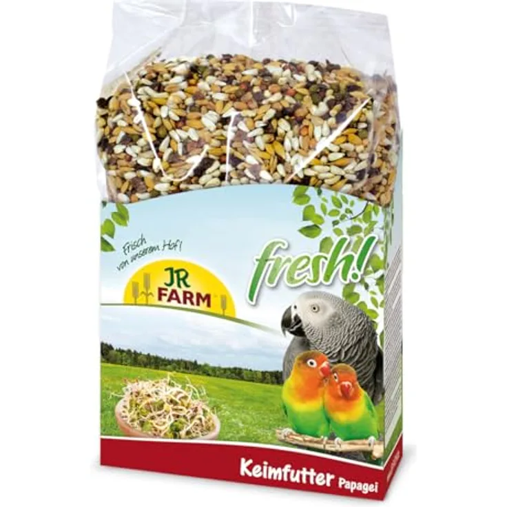 JR FARM Birds Keimfutter Papagei, 1 kg, hochwertiges Ergänzungsfutter aus frisch gekeimten Saaten, vitaminreich und gentechnikfrei