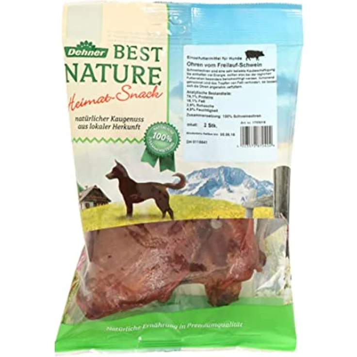 Dehner Best Nature Hundesnack, Kausnack 100 % natürlich, Schweineohren, 8 x 2 Stück (720 g), ohne künstliche Zusatzstoffe, artgerechte Tierhaltung – Bild 2