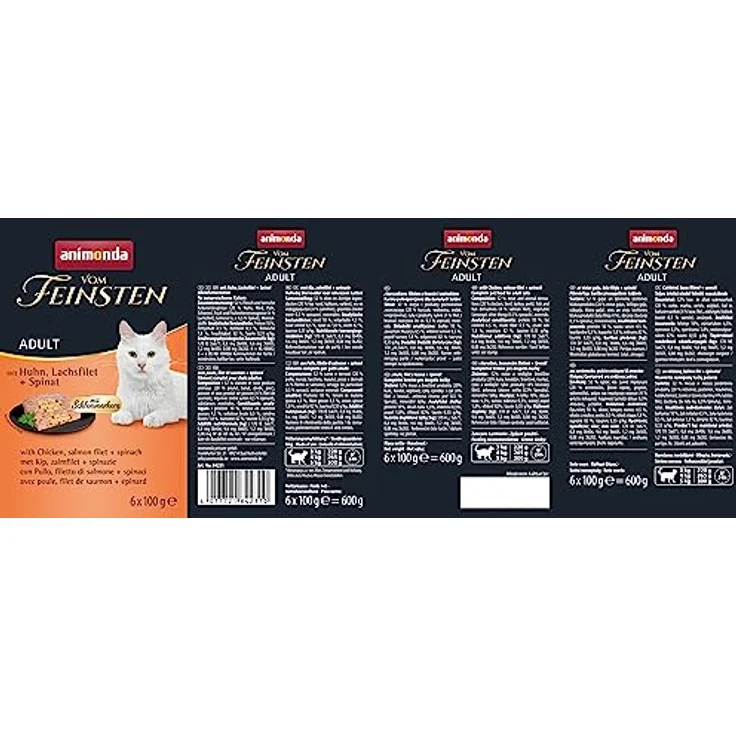 animonda Vom Feinsten Adult Schlemmerkern mit Huhn, Lachsfilet und Spinat, Nassfutter für Katzen, 6x100g – Bild 2