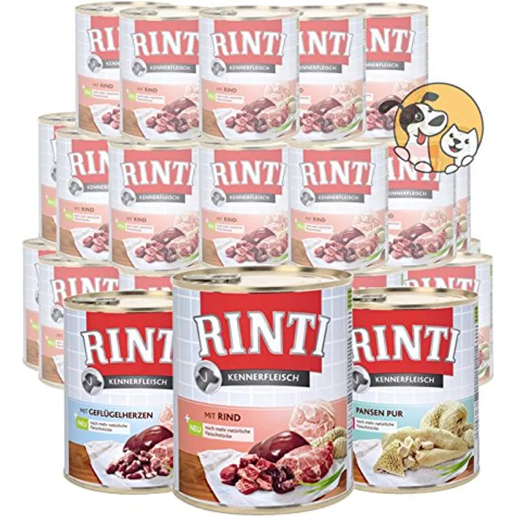 Rinti Kennerfleisch Dosen Mix, 18 x 800 g, Sorten frei wählbar, Hundefutter