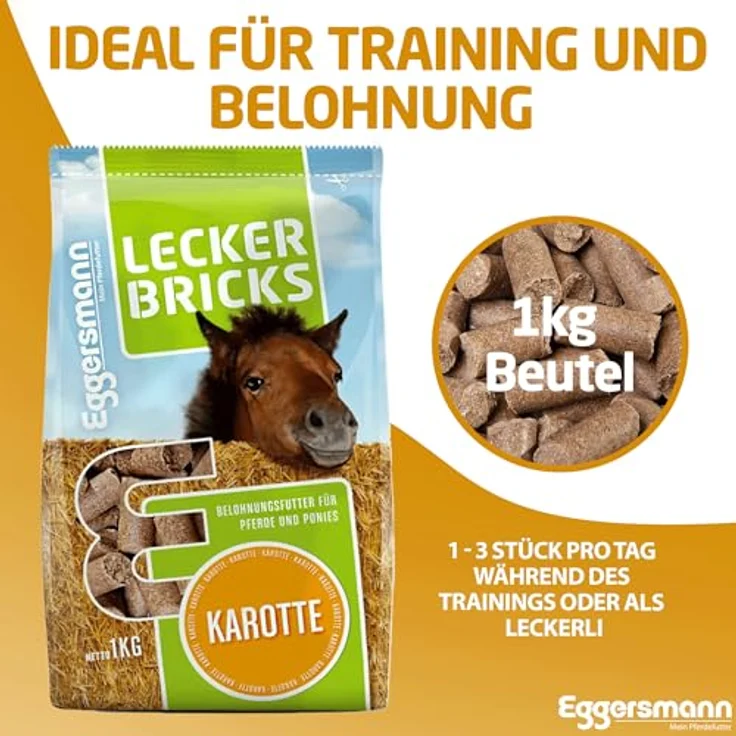 Eggersmann Lecker Bricks Karotte, Pferdeleckerlis aus hochwertigen Rohstoffen, 1kg – Bild 5