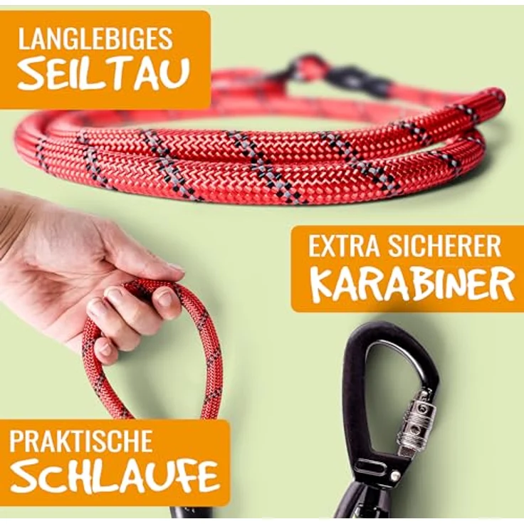 rootsnoot Hundeleine klassisch 120 cm, 1 cm stark, für Hunde bis 15 kg – robuste Führleine aus reißfestem Gewebe mit komfortablem Griff – Bild 4