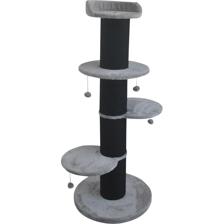 Duvo+ Kratzbaum Gianni, robuster Kletterbaum mit 3 Plüschplattformen, grau/schwarz, 147 cm hoch