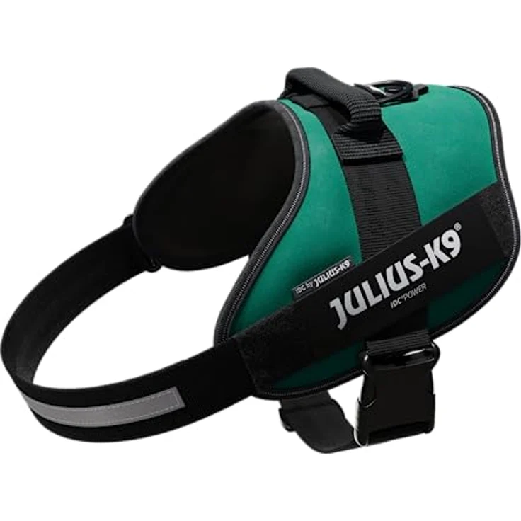 JULIUS K-9 IDC Powergeschirr, Größe 2XL/3 für Brustumfang 82-115 cm, Dunkelgrün mit austauschbaren Klettaufschriften und reflektierenden Elementen – Bild 1