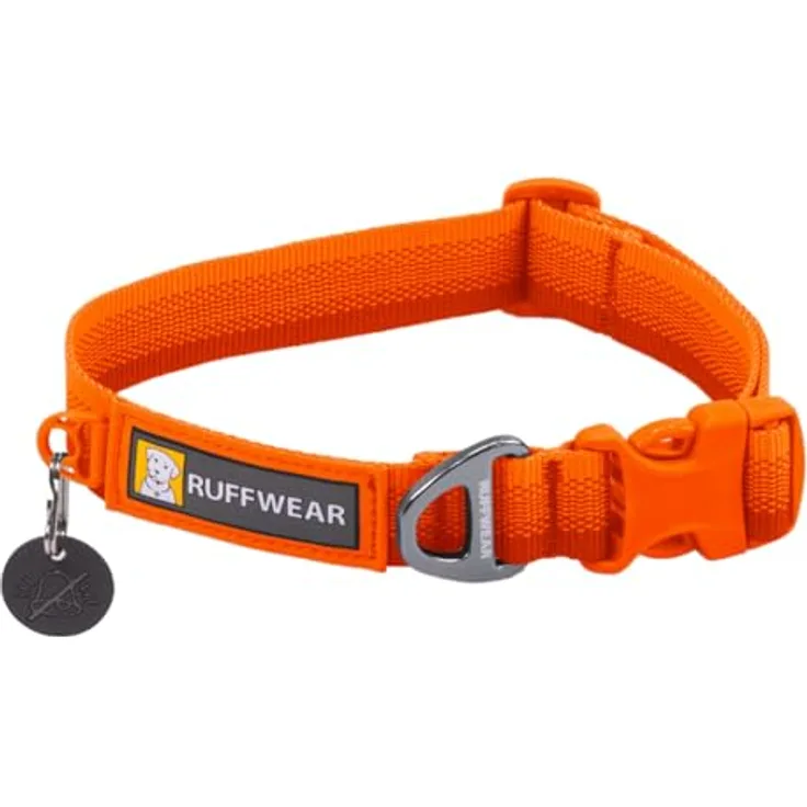 Ruffwear Front Range-Halsband, längenverstellbares Hundehalsband aus weichem Stoff mit V-Ring, Blaze Orange
