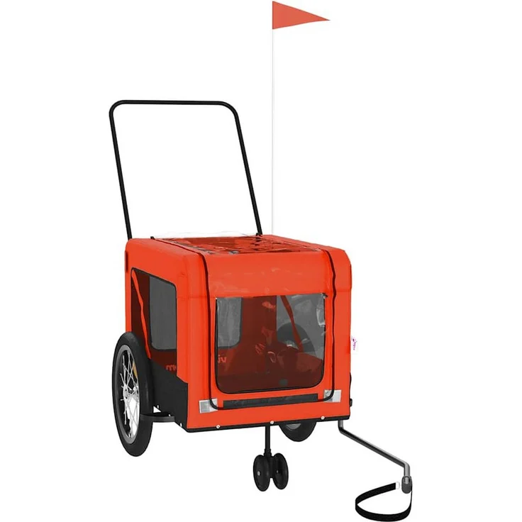 vidaXL Hunde-Transportbox, 63 x 123 x 66 cm, Fahrradanhänger für Hunde, orange und schwarz, Oxford-Gewebe