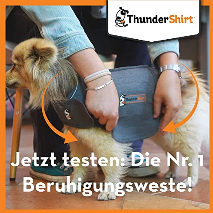 Thundershirt Wickelbody für ängstliche Hunde, Beruhigungsweste mit konstantem Druck, grau-meliert Classic, Größe M – Bild 4