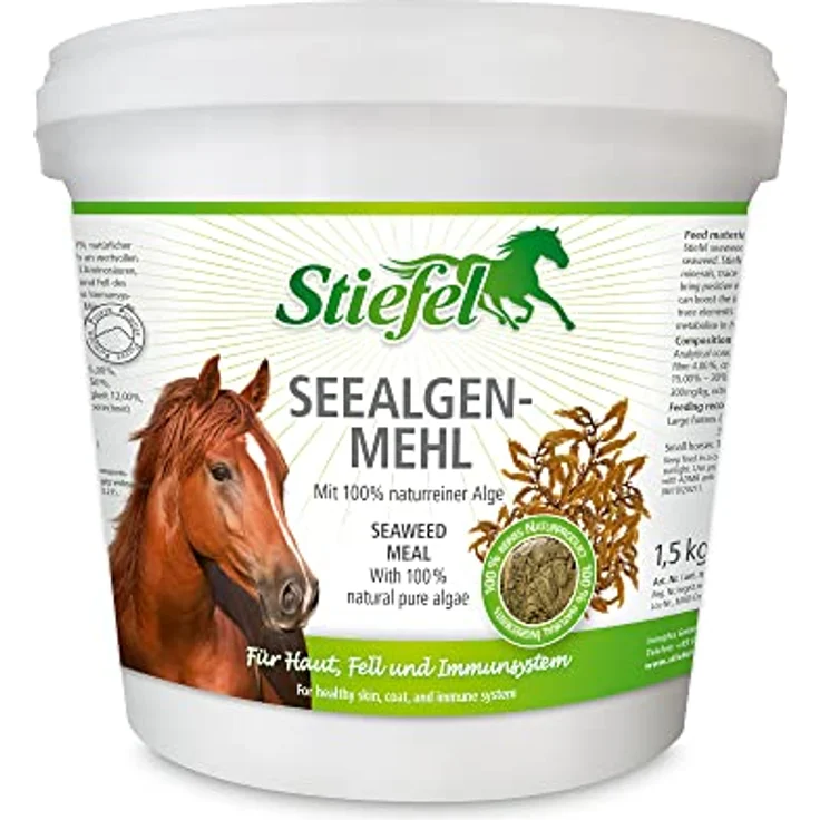 Stiefel Seealgenmehl für Pferde, 100% naturbelassene Seealgen, unterstützt Haut & Fell sowie das Immunsystem, 1,5 kg – Bild 1