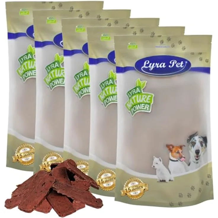 LYRA PET Lammfleischstreifen, Hundefutter-Kausnack mit natürlichen Zutaten, 5 kg