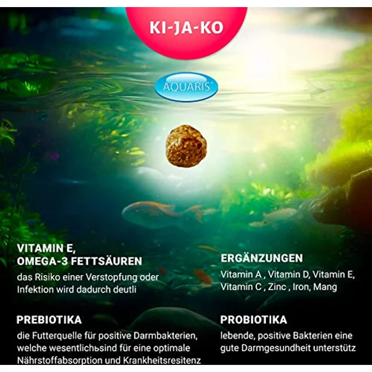 KI-JA-KO Spirulina Plus Koi Fischfutter, farbverstärkend mit Capsanthin und Astaxanthin, 10 kg/3 mm, angereichert mit Probiotika und Präbiotika, Qualität aus Deutschland – Bild 4