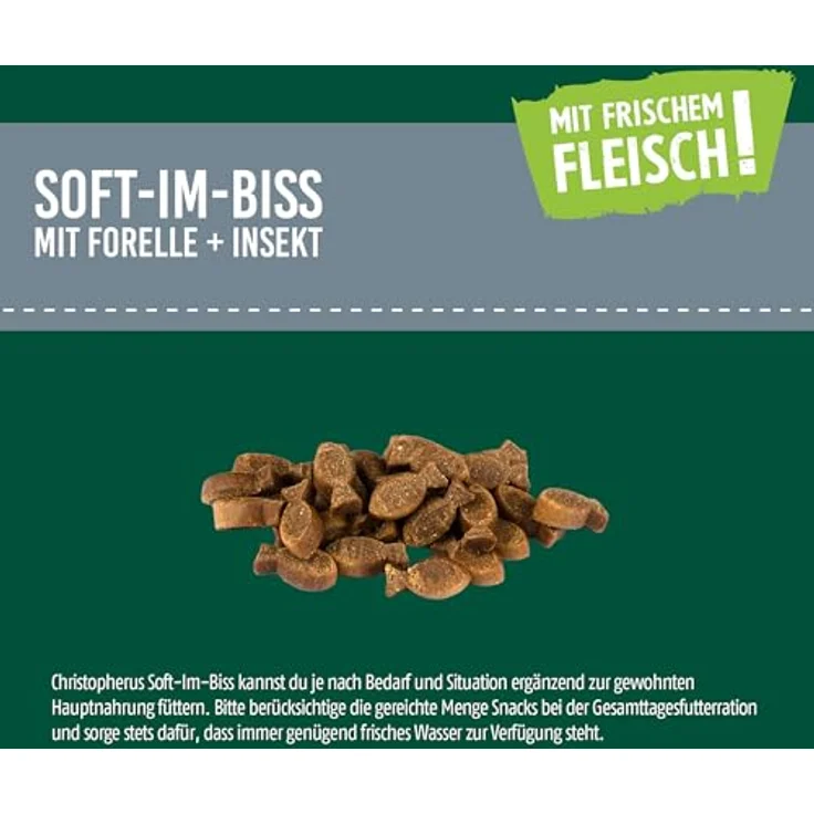 Christopherus Snacks Soft-Im-Biss Forelle + Insekt, Getreidefreies Hundeleckerli, hypoallergen, 125 g – Bild 5