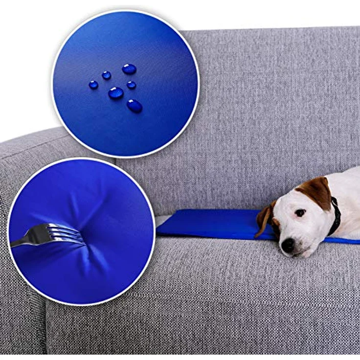 lionto Kühlmatte für Hunde & Katzen, selbstkühlende faltbare Haustiermatte 90x50 cm, ohne Strom, leicht zu reinigen, blau – Bild 4