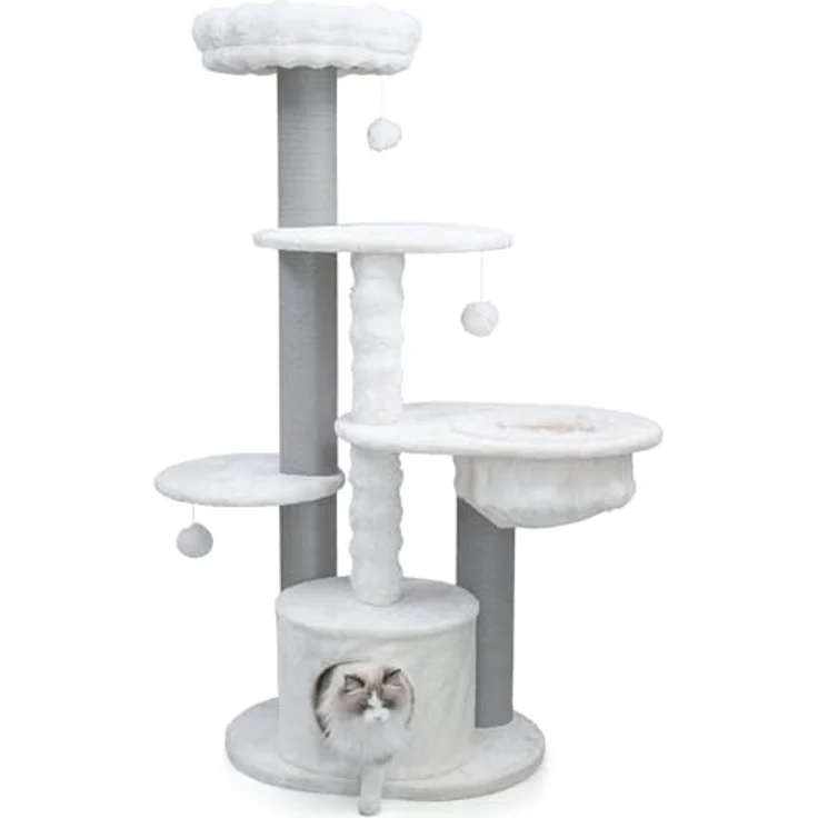 CanadianCat Company Kratzbaum Charles, beige, 171 cm hoch mit mehreren Liegeplattformen und geschlossener Höhle – Bild 3