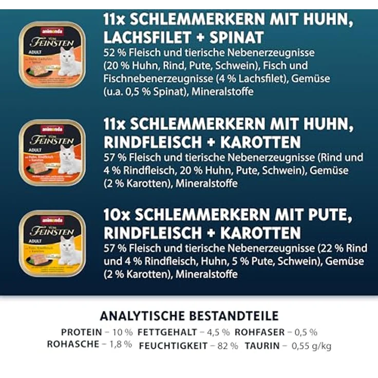 animonda Vom Feinsten Adult Feinschmecker Vielfalt, Nassfutter für ausgewachsene Katzen, 32 x 100 g, ohne Getreide und Zucker, mit köstlichem Schlemmerkern aus Lachs und Gemüse – Bild 3