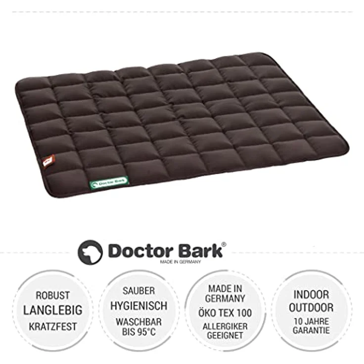 Doctor Bark Hundedecke M, hochwertige Hundematte für mittlere Hunde, waschbar bis 95°C, robust für Indoor & Outdoor, braun, 80x70 cm – Bild 2