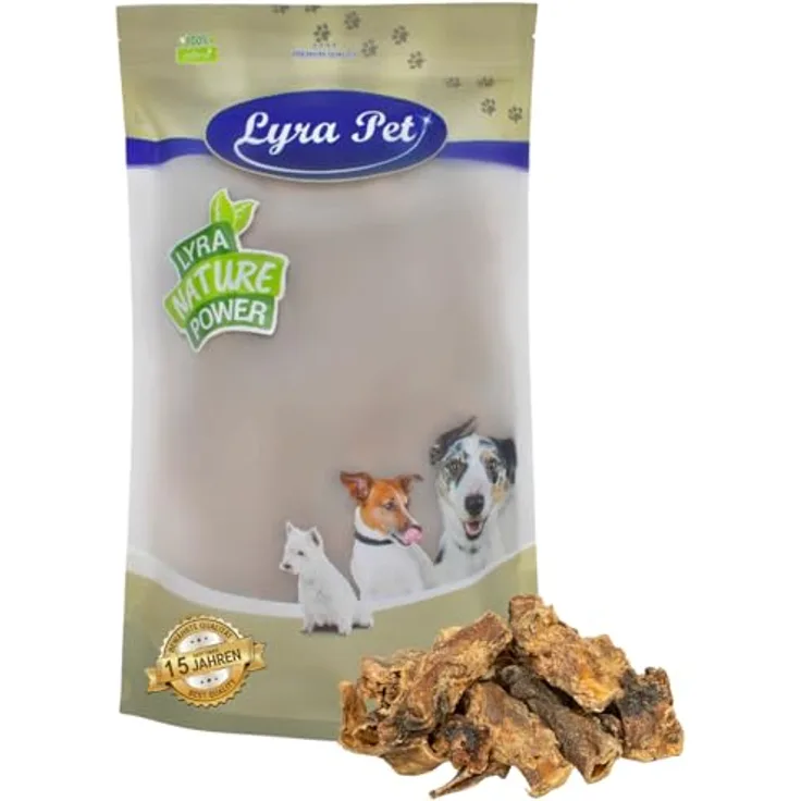 Lyra Pet® Ochsenziemer Abschnitte 1 kg, getrockneter Kausnack für Hunde, proteinreiche Belohnung, zahnreinigend