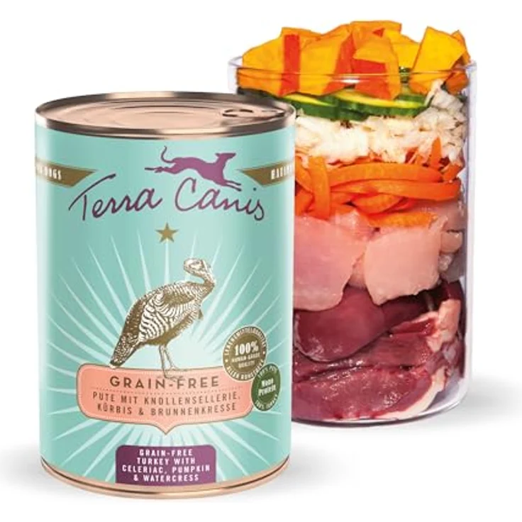 Terra Canis Pute, Sellerie, Kürbis & Brunnkresse - Getreidefreies Nassfutter, 400g I Premium Hundefutter in 100% Lebensmittelqualität, glutenfrei & reichhaltig – Bild 1