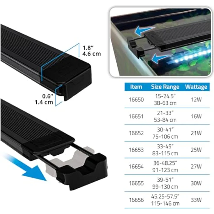 Fluval AQUASKY LED 3.0, 27W Aquariumbeleuchtung mit RGB- und weißen LEDs, programmierbarem 24-Stunden-Lichtzyklus, für Süß- und Meerwasser, 91.4-122.8CM – Bild 8