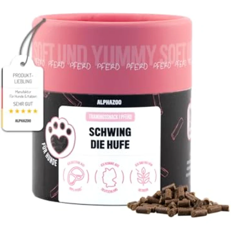 alphazoo Schwing Die Hufe 65g, Softe Hundeleckerlies aus Pferd, Getreidefrei & Zuckerfrei, Hypoallergene Rezeptur, Ideal für Training & Belohnung – Bild 1