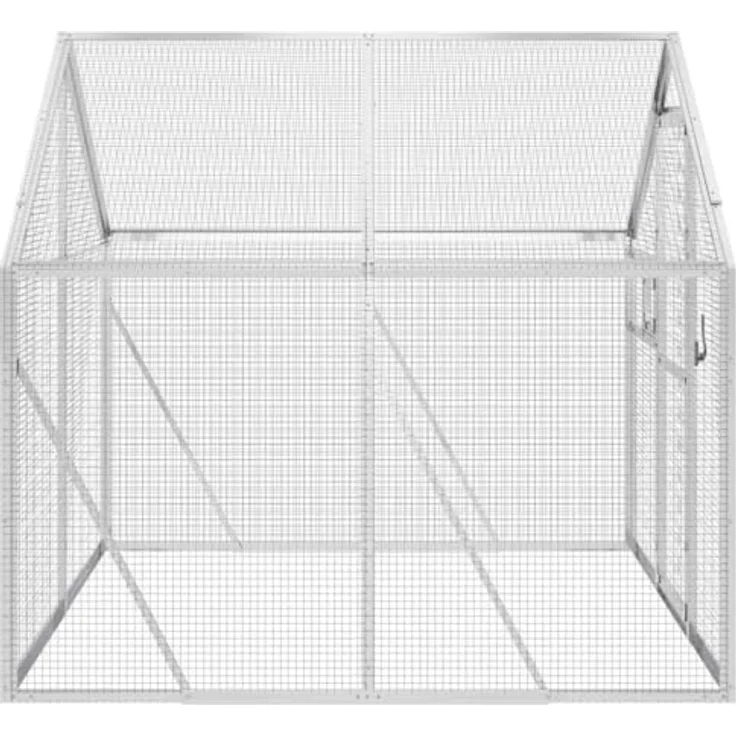 vidaXL Vogelvoliere, Aluminium Käfig mit Wire Mesh Grids, abschließbarer Tür, für Außenbereich, silbern – Bild 4