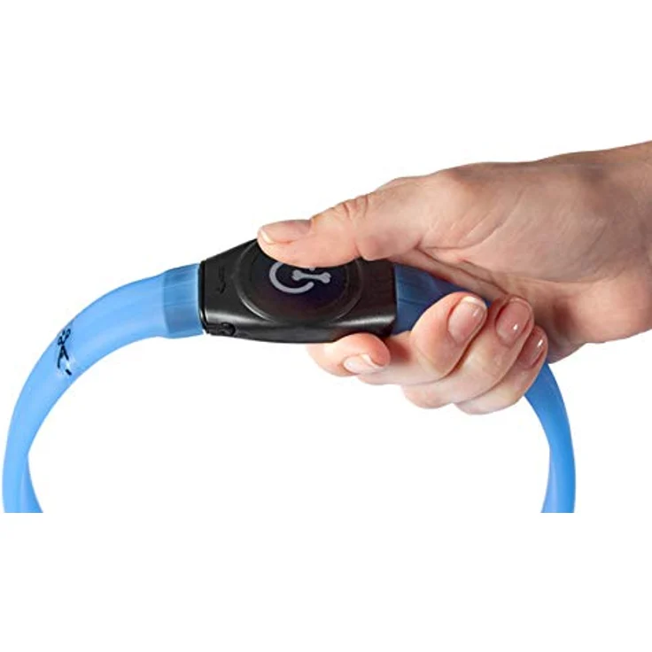 Karlie Visio Light LED Hundehalsband, blink- und dauerlichtmodus, Sichtbarkeit bis zu 500 m, flexibel und wetterfest, blau, L: 65 cm, B: 2.5 cm – Bild 4