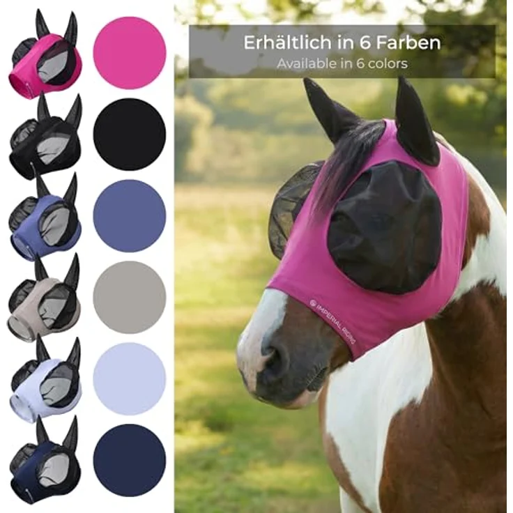 Imperial Riding Fliegenmaske „Trail Ride Basic“, elastischer Insektenschutz aus robustem Netzmaterial, Navy, Cob – Bild 4