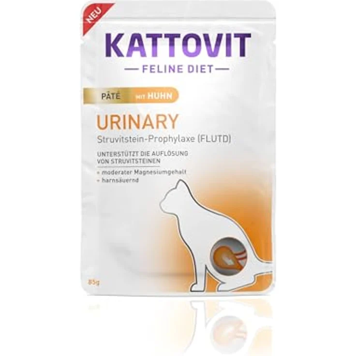 KATTOVIT Urinary Nassfutter für Katzen, Diätfutter für Harnwegserkrankungen, 10 x 85 g Paté Huhn – Bild 2