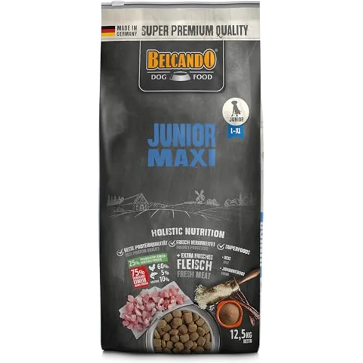 Belcando Junior Maxi, Hunde-Trockenfutter für große Rassen, 12,5 kg, mit frischem Geflügel und ohne Weizen – Bild 1