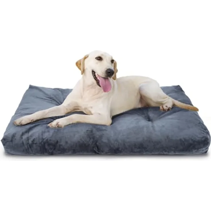 Nobleza Hundekissen für große Hunde, waschbares Hundebett in Dunkelgrau, plüschig und rutschfest, 110x73cm