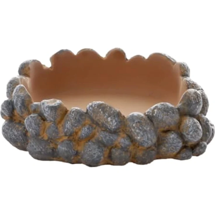 Hobby Trinkschale Pebbles M - Wasserschale aus hochwertigem Polyresin, grau, flache Form für einfache Wasseraufnahme, Maße 21 x 16 x 3,5 cm – Bild 4