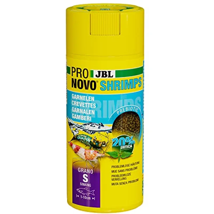 JBL PRONOVO SHRIMPS GRANO S, Prebiotisches Garnelenfutter mit extra Brennesseln, 250ml, grün