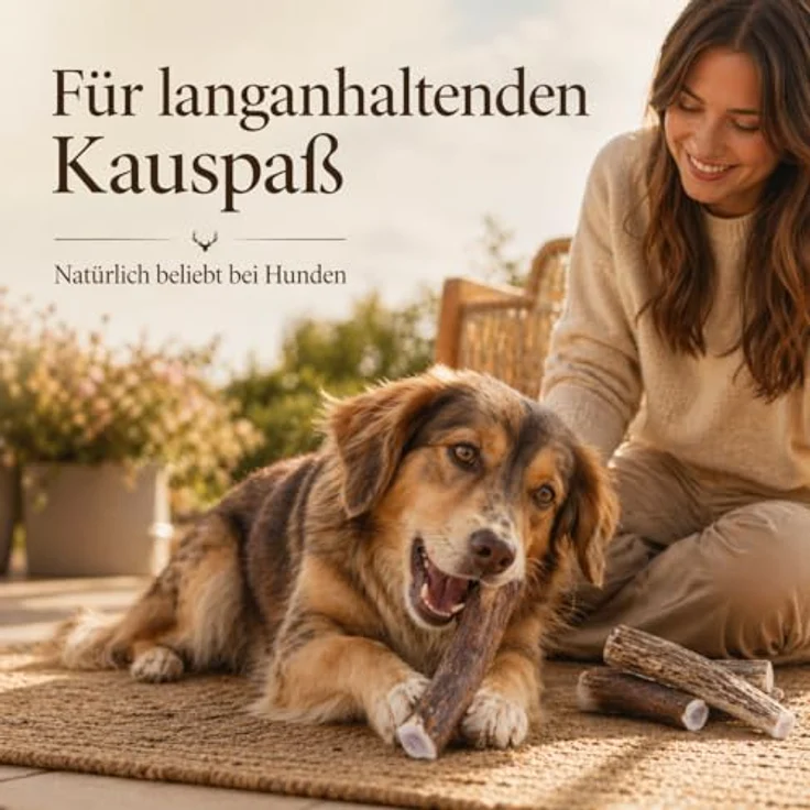 mascota vital - Hirschgeweih - 100% Hirschgeweih - Ideal für die Zahnpflege - 100% Natürlich - Geweih - Kauknochen - Hundespielzeug - Geweih vom Rothirsch (XXL (160-250g), ganz) – Bild 7