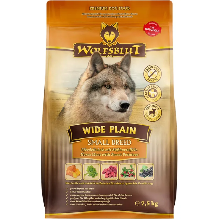 Wolfsblut Wide Plain Small Breed, glutenfreies Hunde-Trockenfutter mit hohem Fleischanteil, 7,5 kg