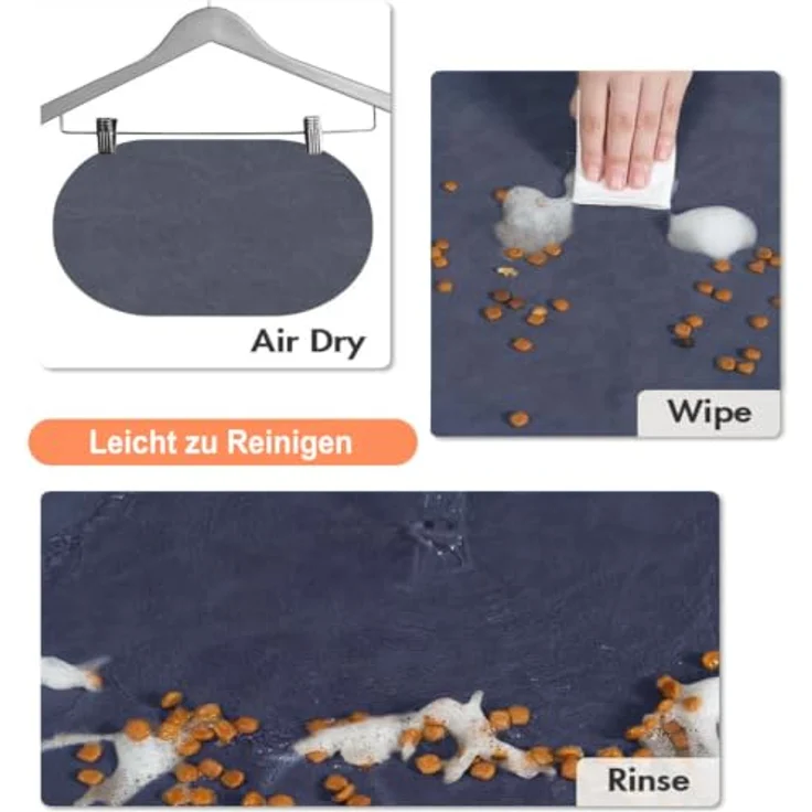 HAOLESHITE Napfunterlage für Hunde und Katzen, Saugfähige, Schnelltrocknende und Rutschfeste Futternapfmatte, Waschbar, Blau, 40 x 60 cm – Bild 4