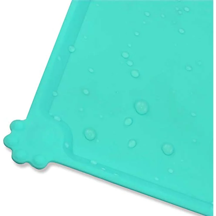 Joytale Silikon-Futtermatte, rutschfeste wasserdichte Futtermatte mit erhöhtem Rand für Hunde und Katzen, 47 x 30 cm, Türkis – Bild 5
