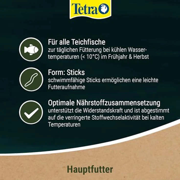Tetra Pond Wheatgerm Sticks, ballaststoffreiches Fischfutter für Teichfische, ideal bei kühlen Temperaturen, 4L Beutel – Bild 4