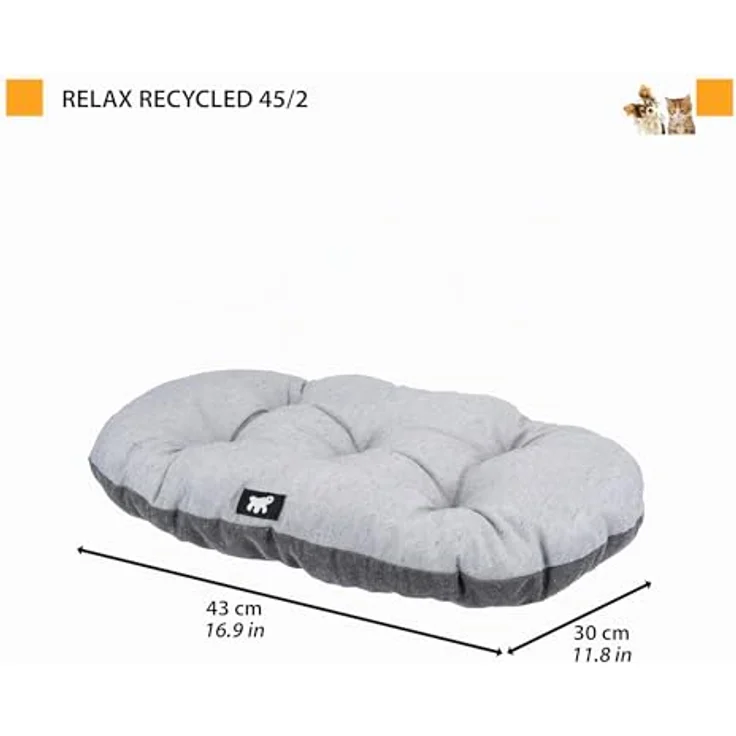 Ferplast Hundebett Relax, doppelseitiges Baumwollkissen mit weicher Polsterung, waschbar, 43 x 30 cm, Himmelblau – Bild 3