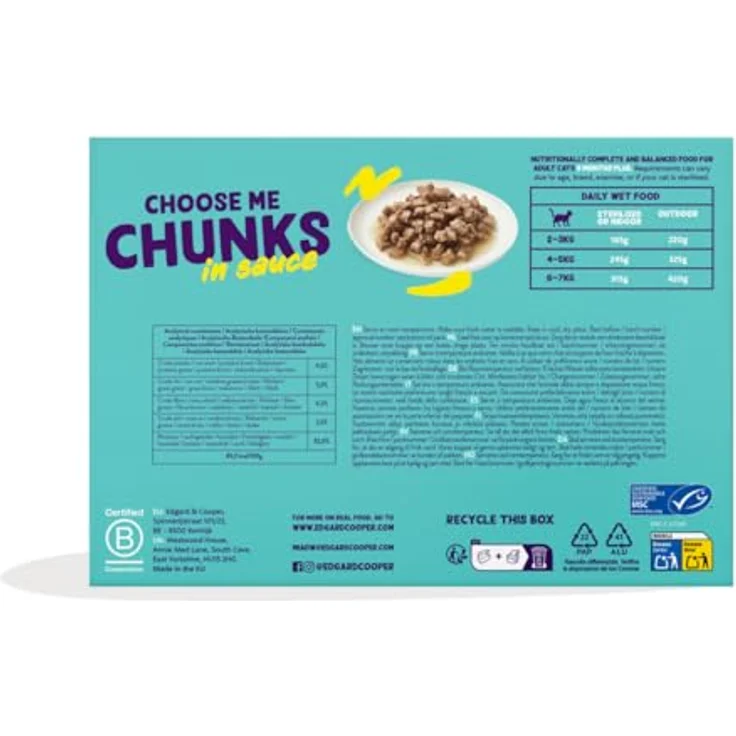 Edgard Cooper Nassfutter für Katzen in Sauce Multipack, 24 x 85g, getreidefrei, mit frischem Huhn, Lachs, Pute und Lamm – Bild 2
