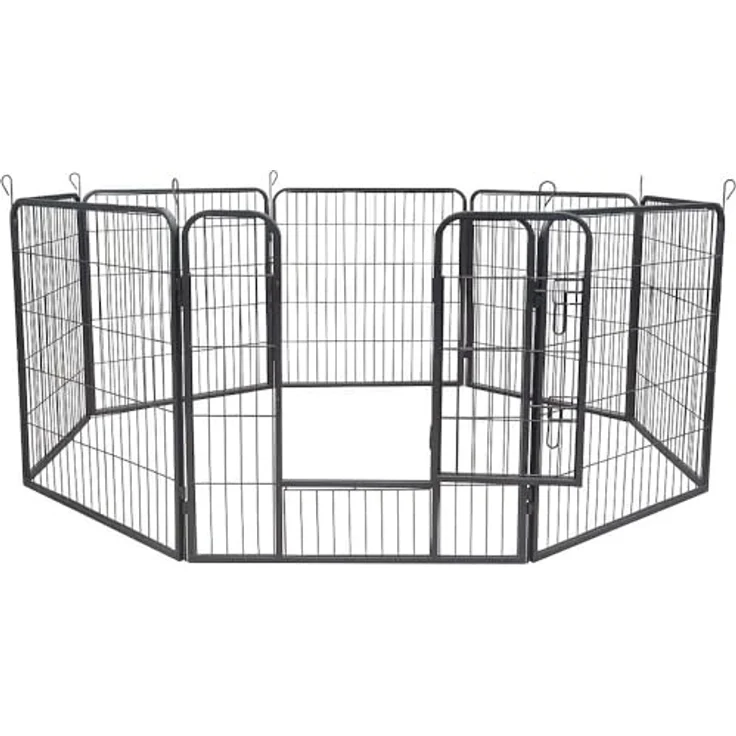 Mucola Welpenauslauf Freigehege 8-teilig, stabiles Metallgehege 80 x 80 cm, witterungsbeständig, flexibel aufstellbar, entgratet, für Indoor/Outdoor Nutzung – Bild 1