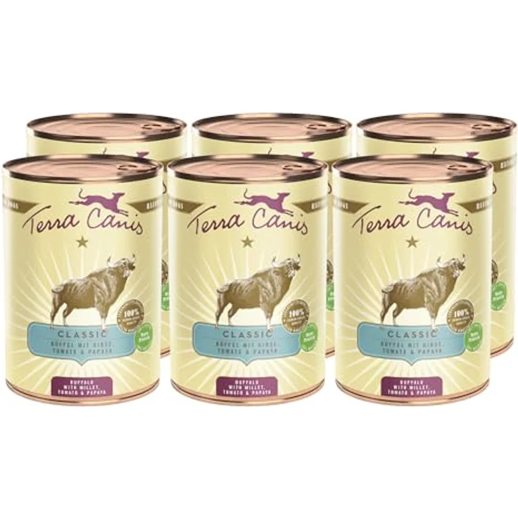 Terra Canis Büffel, Hirse, Papaya & Tomate - Classic Nassfutter, 6x400g I Premium Hundefutter in 100% Lebensmittelqualität, allergen- und getreidearm, glutenfrei – Bild 1