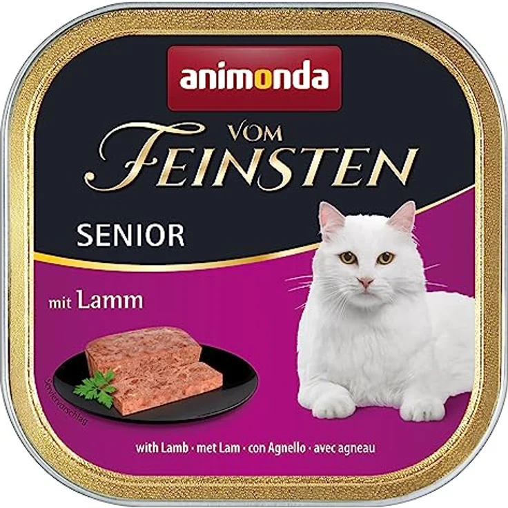 animonda vom Feinsten Senior Katzenfutter Nassfutter mit Lamm, 32 x 100g, ohne Getreide, ohne Zucker, mit frischen, fleischigen Zutaten, für Katzen ab 7 Jahren – Bild 1