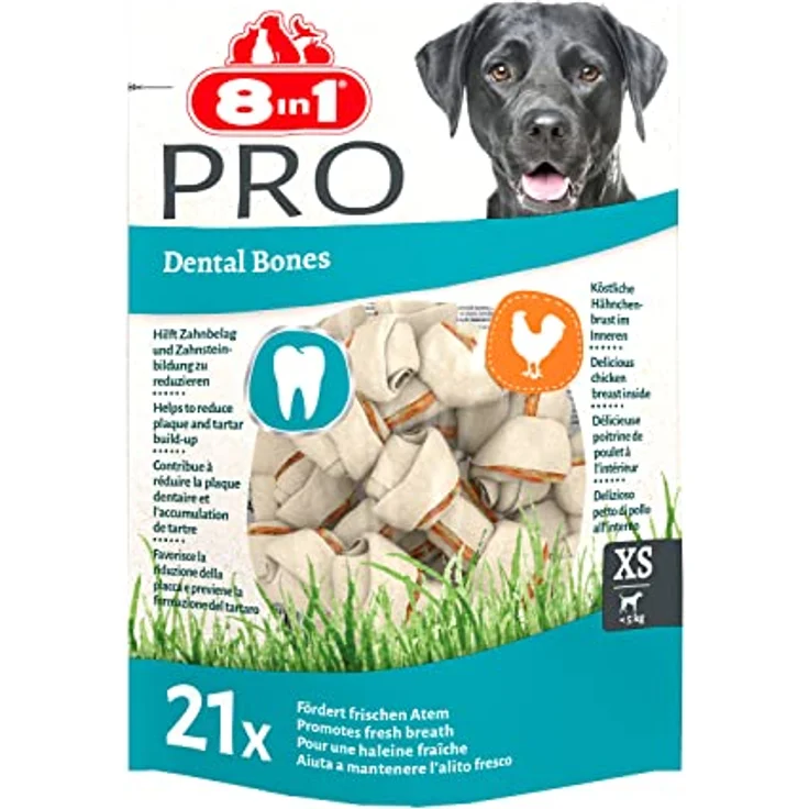 8in1 Delights Pro Dental XS, Kauknochen mit Hähnchenfleisch, 252g, extra Zahnpflege, 2% Fett – Bild 9