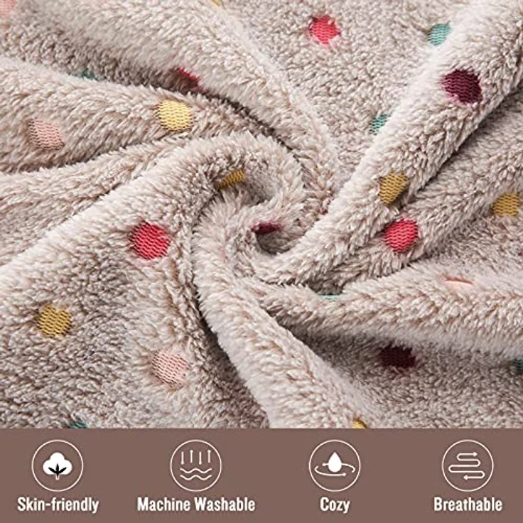 luciphia Hundedecke Katzendecken, 3er Pack waschbare Flauschdecken aus superweichem Fleece für Hunde und Katzen, 76 x 104 cm, Helle Punkte Design – Bild 2