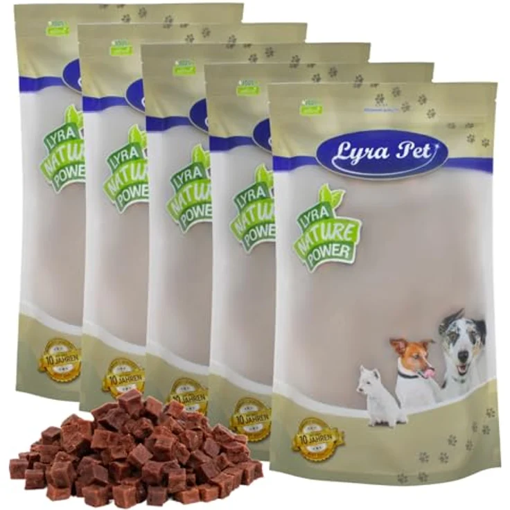 Lyra Pet® Rindfleischwürfel Hundefutter Snack, 5 kg, fettarm, schonend getrocknet, proteinreich, für Welpen und Senioren – Bild 1