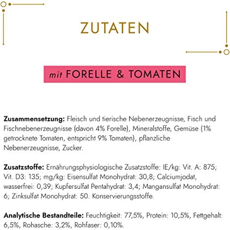 GOURMET Gold Feine Pastete mit Gemüse, Forelle und Tomaten, 12x85g, Alleinfuttermittel für ausgewachsene Katzen – Bild 3