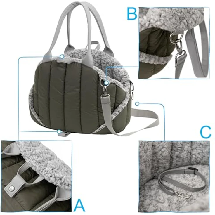 Hobbydog Tiertransportbox Sea Shell 3-in-1, Autositz und Reisebett mit Karabiner und Sicherheitsleine, weich gefüttert, R1 38x24x28 cm / R2 47x29x32 cm – Bild 6