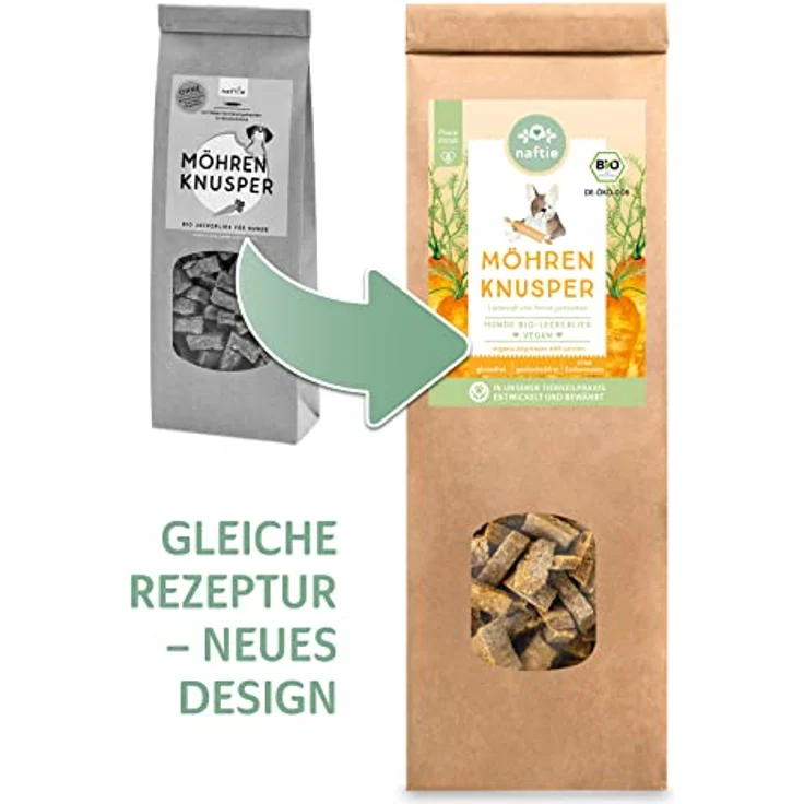 naftie Bio Leckerlis Möhren Knusper Hundekekse, vegane glutenfreie Hundeleckerli mit Buchweizenmehl, handgebacken, 150g – Bild 3