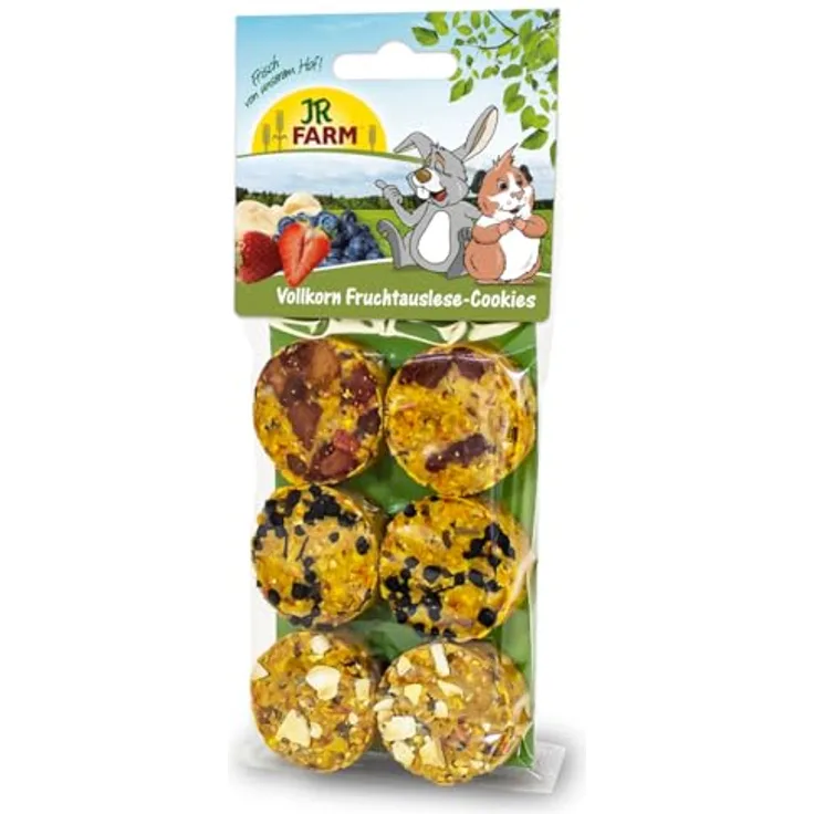 JR FARM Vollkorn Fruchtauslese-Cookies, knusprig gebacken, 120 g, gentechnikfrei und ohne Zusatzstoffe, made in Germany