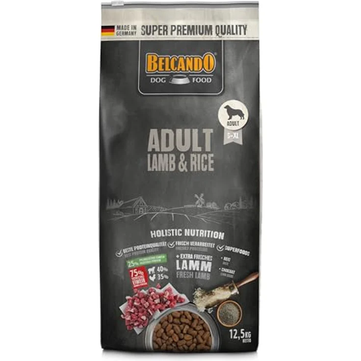 Belcando Adult Lamb und Rice, Hunde-Trockenfutter für empfindliche Hunde, 12,5 kg – Bild 1